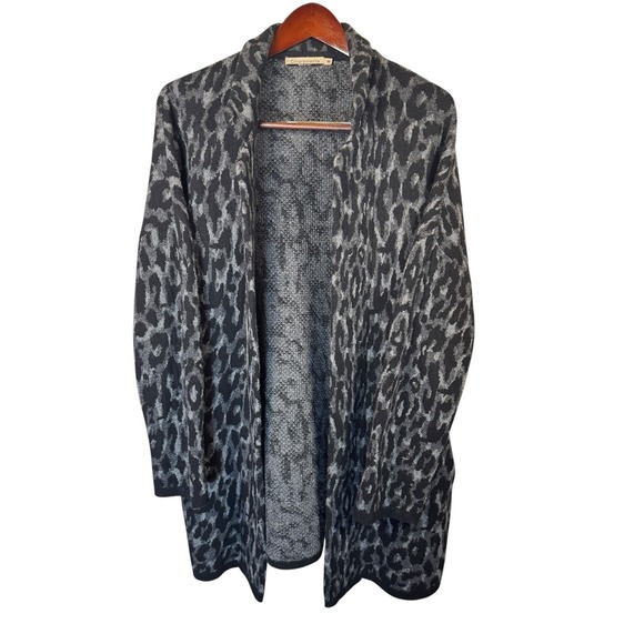 Chiaramente Sweaters - Vintage Chiaramente Open Wool Blend Cardigan Leopard Sweater Size Med Academia
